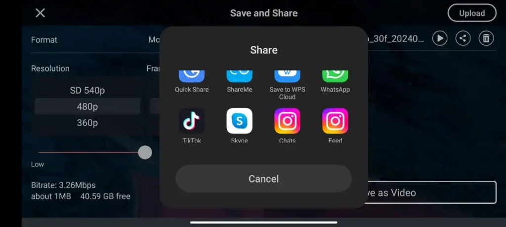 directly upload to social media kinemaster