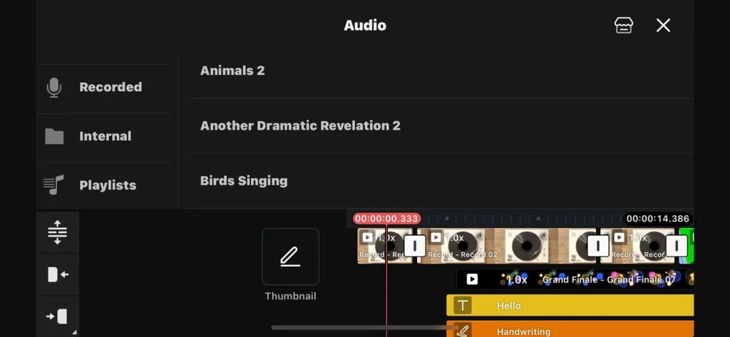 adding audio from phone storage kinemaster